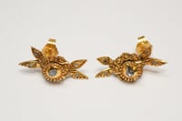 Image 2 of Antique Georgian Era 10k Yellow Gold, Rose Cut Diamond Earrings