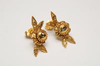 Image 3 of Antique Georgian Era 10k Yellow Gold, Rose Cut Diamond Earrings
