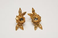 Image 5 of Antique Georgian Era 10k Yellow Gold, Rose Cut Diamond Earrings