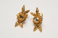 Image 4 of Antique Georgian Era 10k Yellow Gold, Rose Cut Diamond Earrings