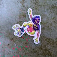 Image 2 of Sk8ter Girl Red Oni - 3.2 Inch Transparent Vinyl Sticker