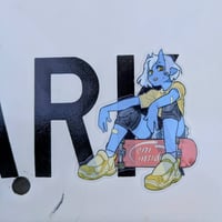 Image 1 of Sk8ter Girl Blue Oni - 3 inch Transparent Vinyl Sticker