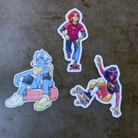 Image 1 of Monster Girl Sk8ters - 3 Transparent Vinyl Stickers
