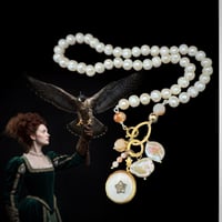 Image 1 of Freshwater pearl rolled gold Mother of Pearl vintage locket necklace