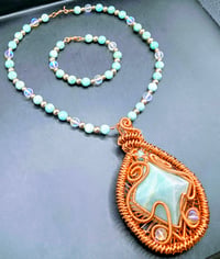 Image 3 of Amazonite and Neodymium Magnet Pyramid Pendant/Necklace with matching Bracelet 