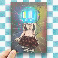 Image 1 of TV Head Alternative Punk Girl - Fine Art Print