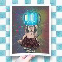 Image 2 of TV Head Alternative Punk Girl - Fine Art Print