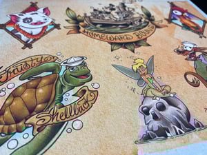 Image of Disney Inspired Traditional Tattoo Flash Sheet: D05 11x14