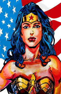 Image 1 of WONDER WOMAN 11" x 17" PRINT • ORIGINAL PAINTING By: SAVO888