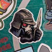 Image 1 of Trench Veteran Gasmask - 2 inch Glossy Vinyl Sticker