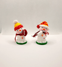 Image 1 of Chiefs snowman with football and Chiefs snowman with candy cane