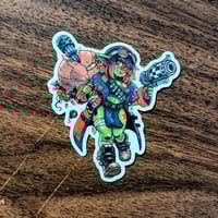 Image 1 of Red Gobbo Girl - 2.7 inch Transparent Vinyl Sticker