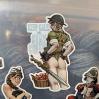 Image 2 of Qsy's Pinups "Keep Calm and Stay Cheeky" - 3 inch Glossy Vinyl Sticker