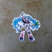Image 1 of Mikuhammer 40,000 M.C. of Chaos - 3 inch Transparent Vinyl Sticker