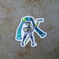 Image 1 of Mikuhammer 40,000 Robot Skeleton - 3 inch Transparent Vinyl Sticker