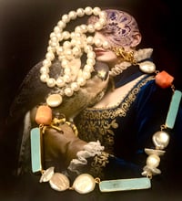 Image 4 of Sea bamboo, pearl and turqouise necklace