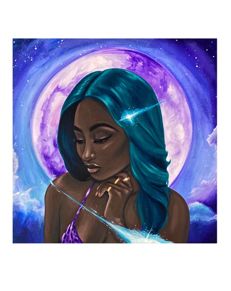 Image of Jade Always Shines under Moonlight (Acrylic Painting)
