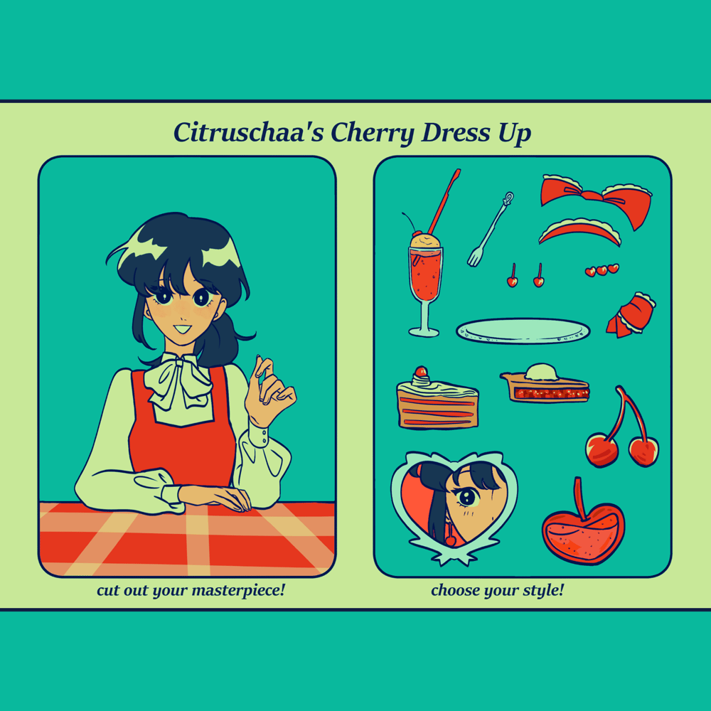 Image of Cherry Dress Up Sticker Sheet A6