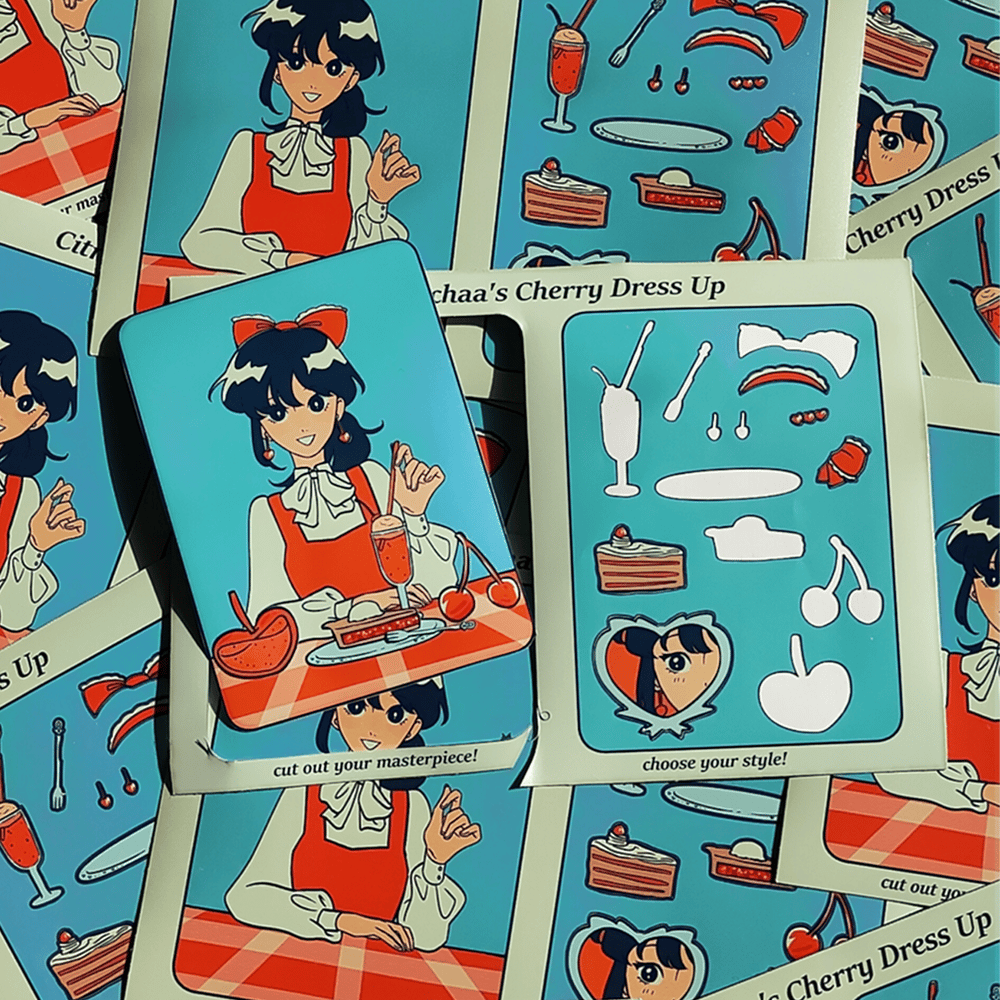Image of Cherry Dress Up Sticker Sheet A6