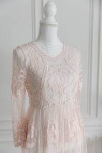 Image 4 of Item 39: J&J Sheer Blush Lace Dress MEDIUM