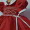Image of Heirloom Smocked Holiday Bow Dress - Red