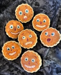 Image 1 of Whimsical Spun Cotton Pumpkin Pie Lapel Pins