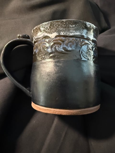 Image of Matt black with textured band in blue