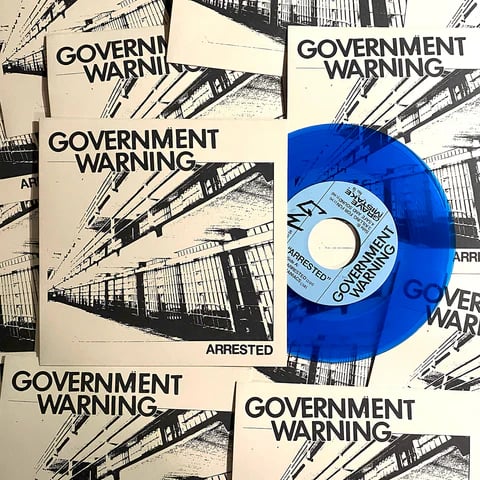 Image of GOVERNMENT WARNING - "Arrested" 7" (Blue Vinyl)
