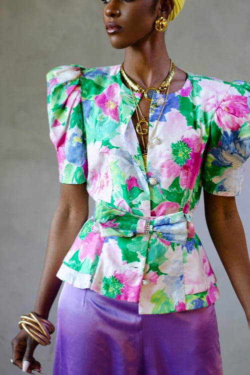 Image of Vintage Anabella Floral Peplum Blazer