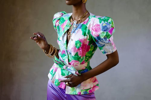 Image of Vintage Anabella Floral Peplum Blazer
