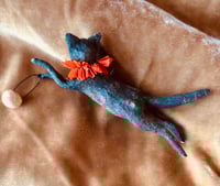 Image 2 of Halloween Spun Cotton Black Cat Jumping Ornament