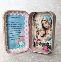 Image 1 of Catholic Travel Shrine, Mystical Rose, Rosa Mystica Pocket Altar, Nicho, Rosary Box