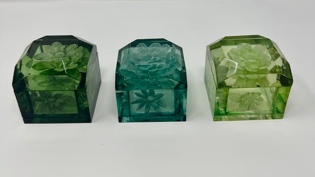 Image of Mini Lucite Boxes (Green Tones)