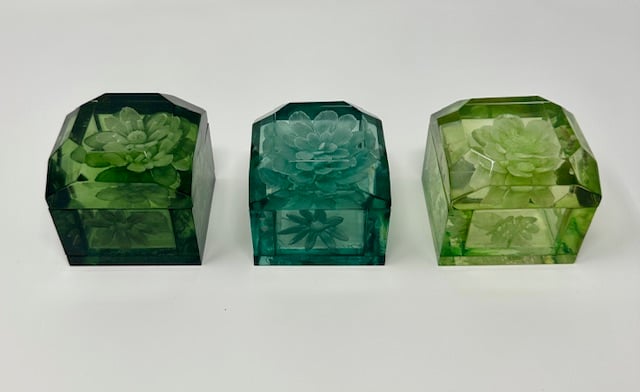 Image of Mini Lucite Boxes (Green Tones)
