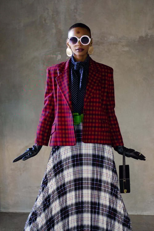 Image of Vintage Melanee Tartan Red/Navy Plaid Blazer 