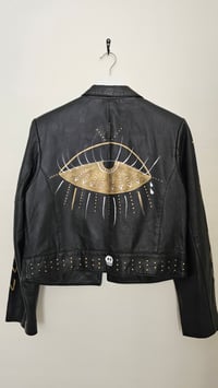 Image 1 of TEAR IT DOWN hand painted crop leather jacket