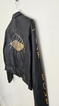 Image 4 of TEAR IT DOWN hand painted crop leather jacket