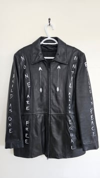 Image 1 of REBUILD AS ONE hand painted black leather jacket