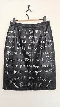 REBUILD AS ONE hand painted black leather skirt