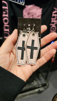 Image 1 of CHILDREN Of The GRAVE coffin shaped vegan leather earrings