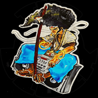 "AFRO SAMURAI" 4"X4" STICKER • ORIGINAL PAINTING By: SAVO888