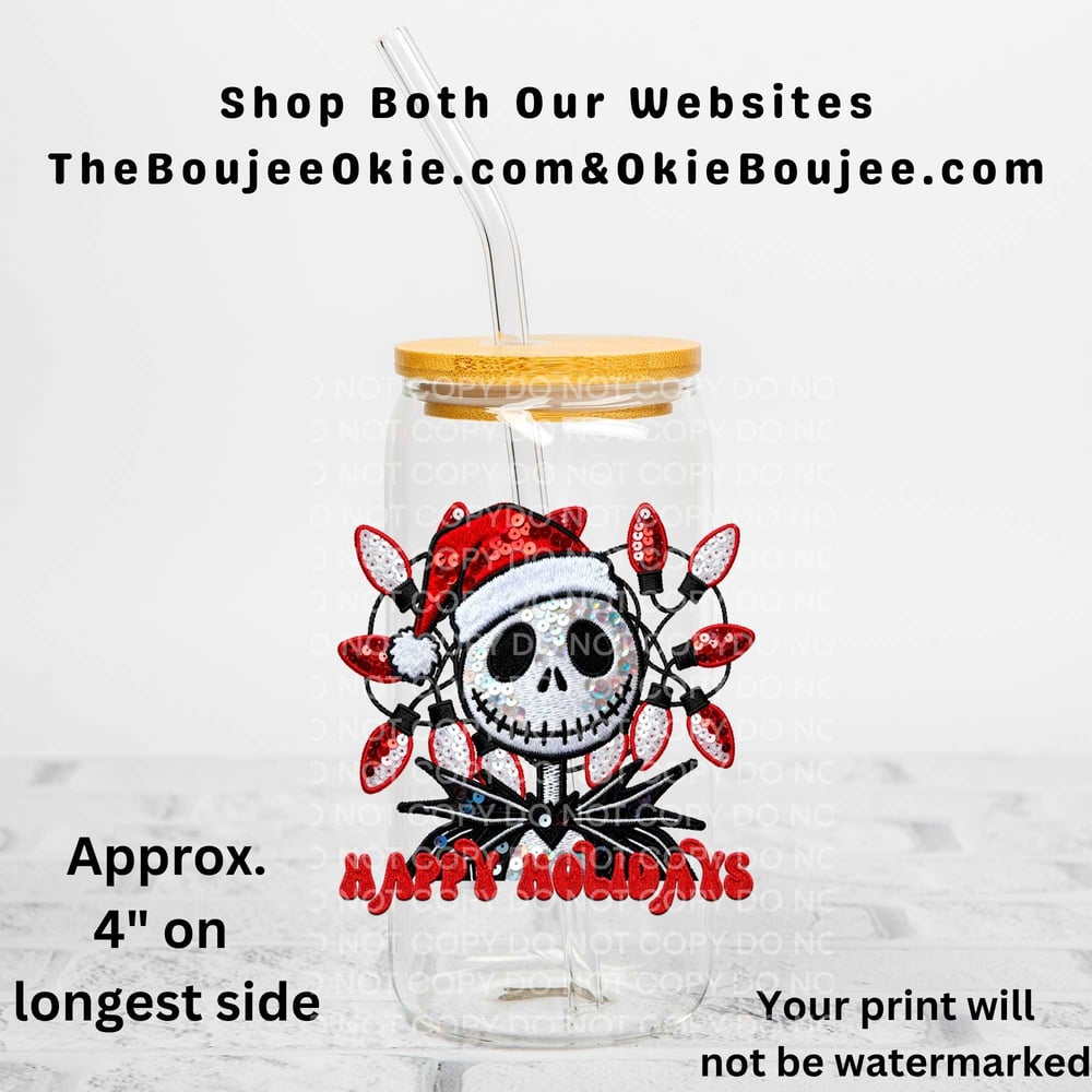 Image of Jack Skelly Happy Holidays Uv Dtf Decal   T15