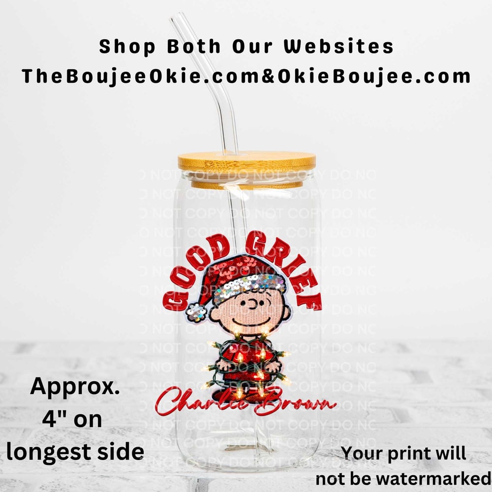 Image of Charlie Brown Good Grief Christmas Uv Dtf Decal   T15