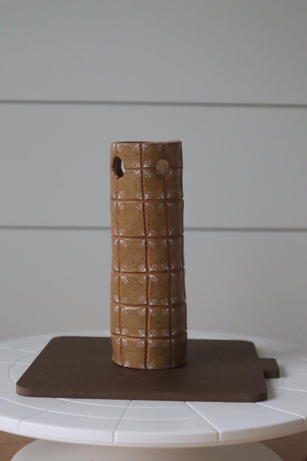 Image of Tiled Vase | Terracotta Brown