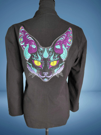 Image 1 of The Celestial Familiar Blazer | Gothic Cat Patch Statement Jacket with Star Chain Brooch 