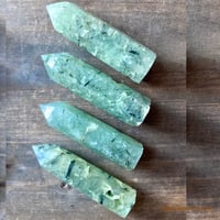 Image 8 of Prehnite with Epidote, Crystal Tower, Heart Healing, Intuition & Psychic Protection