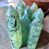 Image 2 of Prehnite with Epidote, Crystal Tower, Heart Healing, Intuition & Psychic Protection