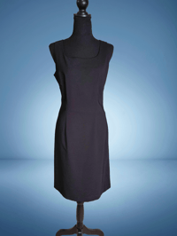 Image 1 of Vintage Paradox Black Sheath Dress | 90s Minimalist Gothic Midi