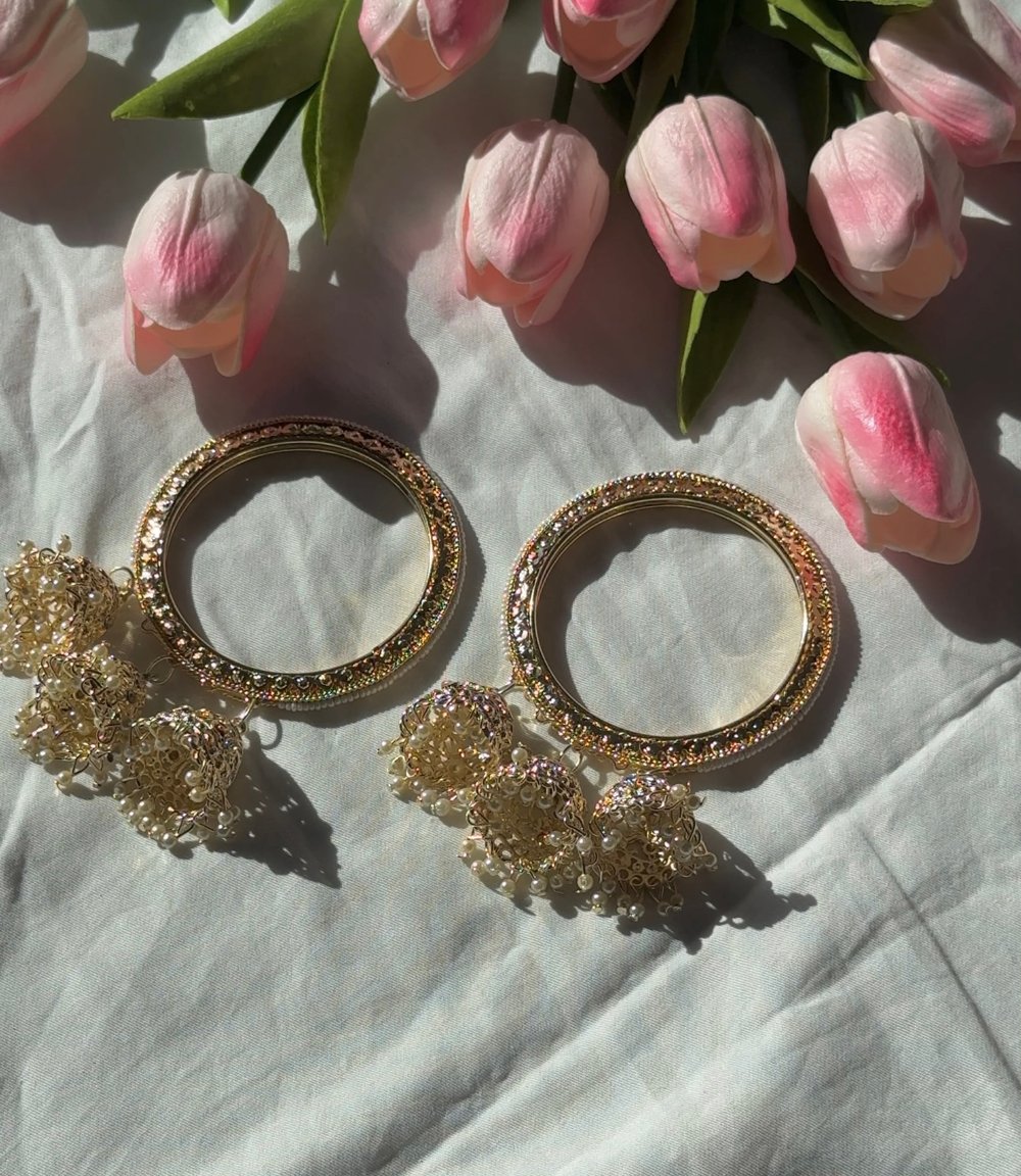 Image of Golden Jhumka Chura Two Piece Set 