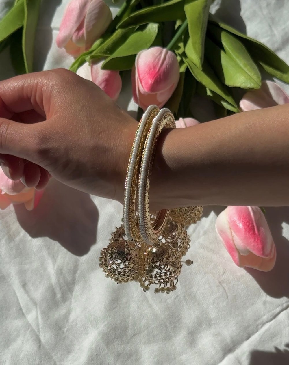 Image of Golden Jhumka Chura Two Piece Set 